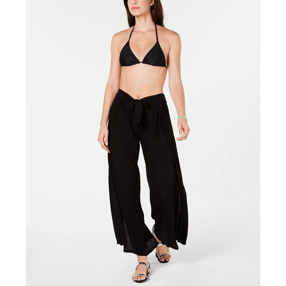 Becca by Rebecca Virtue Modern Muse Crinkled Rayon Wrap Pant Black Medium